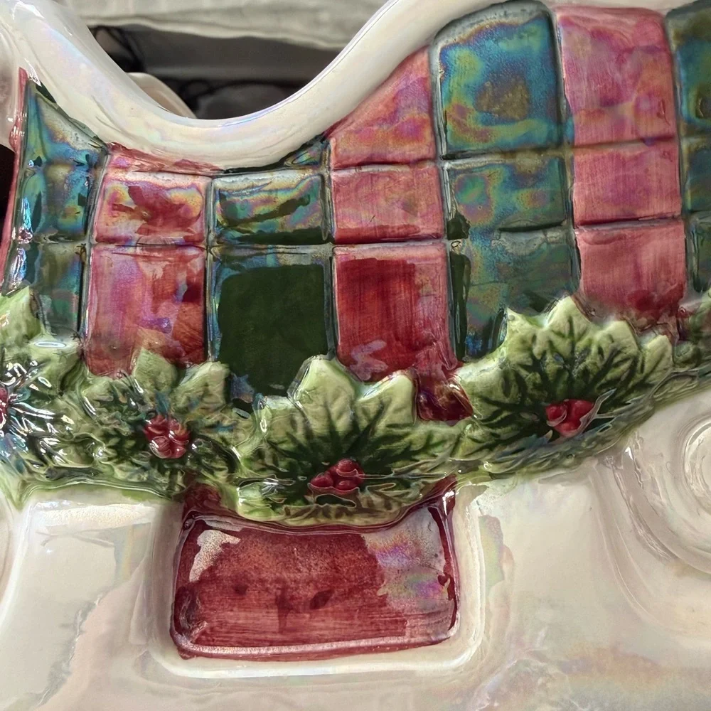 Festive Ceramic Sleigh Planter